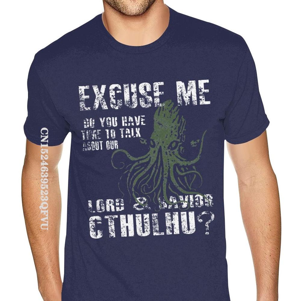Camiseta de Cthulhu Disculpe ¿Tiene un momento para hablar sobre nuestro Señor Cthulhu Camiseta Hombre Hombre Divertida Estilo Gótico Anime Camiseta