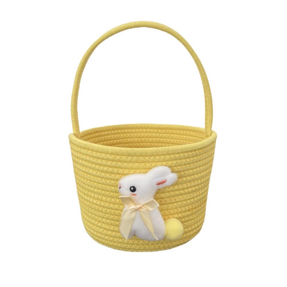 Cartoon Rabbit Storage Basket Soft Cotton Rope Organizer Rabbit Decoration Basket Lightweight Easter Gift Bag For Living Room