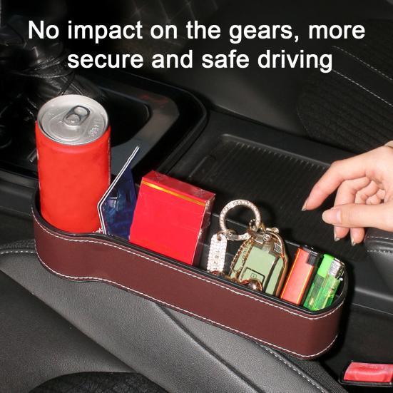 Car Seat Gap Filler Organizer Faux Leather Storage Box with Phone Slot Sunglasses Compartment RFID Protection Non-Slip Silicone Universal Car