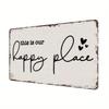Vintage Our Happy Place Metal Sign Retro Wall Decor Home Bar Cafe