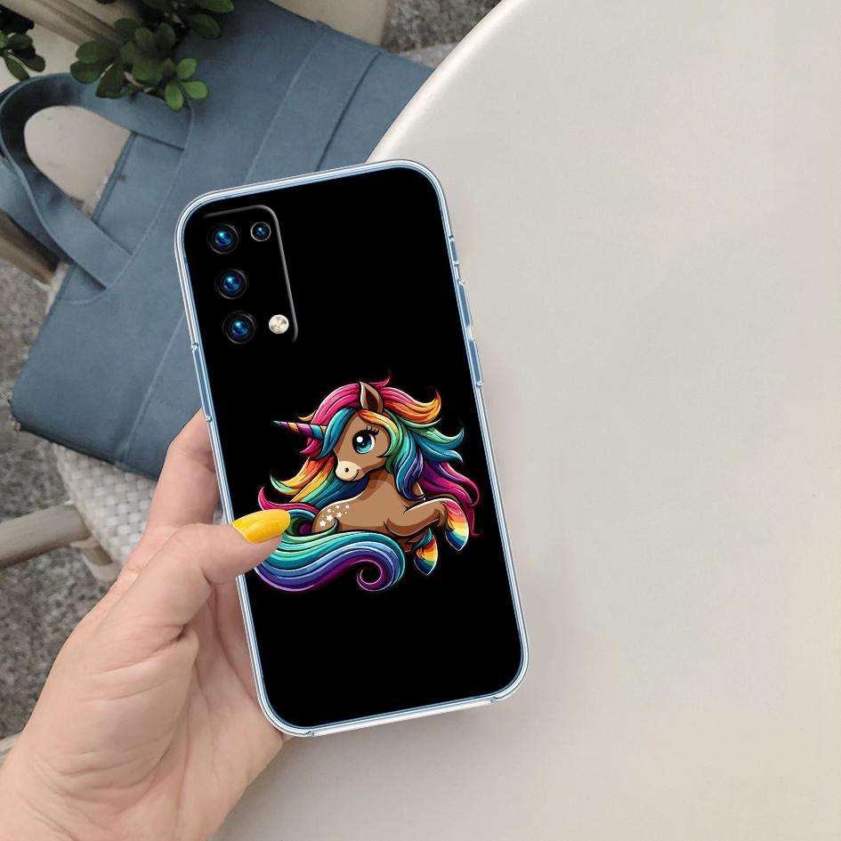 AQ25 Cartoon Unicorn Transparent Phone Case for Motorola Moto G40 G04 G05 One Ace Action  Fusion + Plus Hyper Macro Vision Zoom