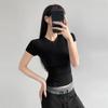 Classic simple solid color fitness clothes, thin, quick-drying, moisture-wicking sports tops, women's yoga clothes, short-sleeved T-shirts