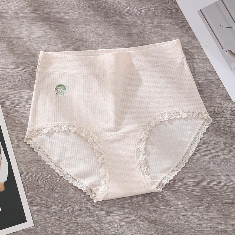 Big Size Female Spring and Autumn Color Cotton 10a Antibacterial High Waist Abdominal Lift Hip Briefs