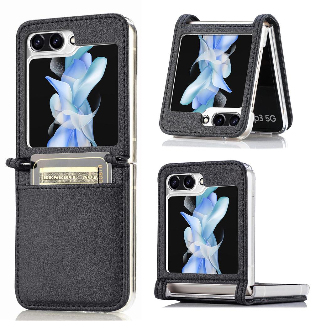 For Samsung Galaxy Z Flip7 FE 5G/Z Flip6 5G Case Card Slot Leather+PC Phone Cover