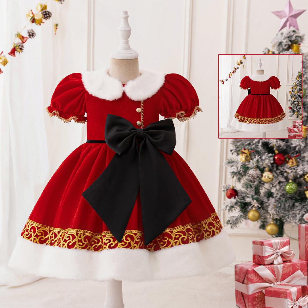 Girls Dress Santa Claus Snowflake Skirt Children's Skirt Cartoon Princess Dress Christmas Costumes
