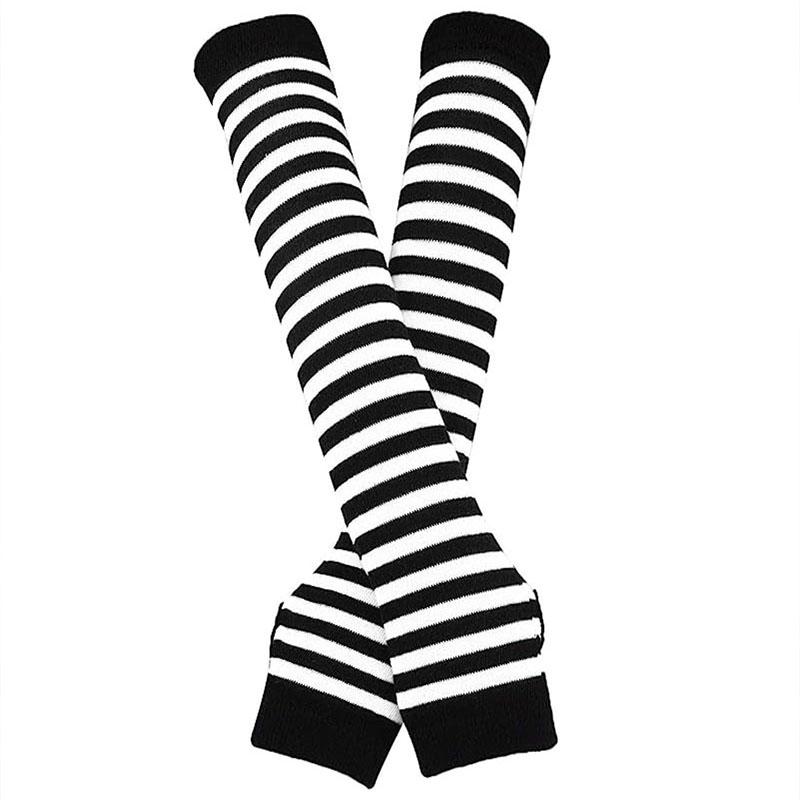 

Длинные теплые перчатки без пальцев в стиле панк, готический рок белый/чёрный