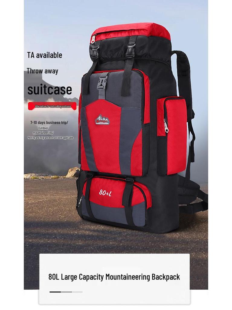 80L Venkovský turistický batoh - Velká kapacita, Unisex cestovní batoh pro kempování a sport