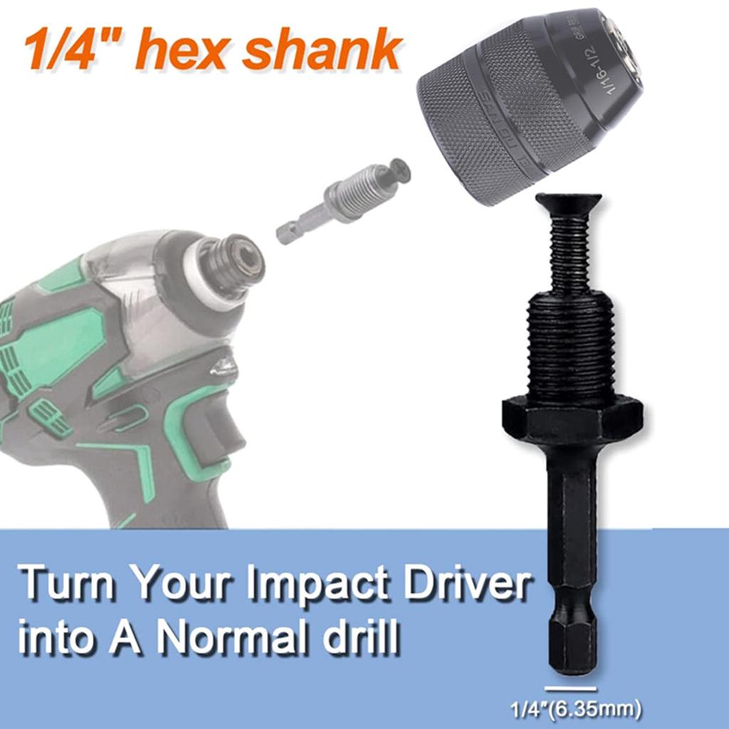 1/2'' Drill Chuck Converter for Impact Wrench / Driver / Rotary Hammer To Normal Drill 1/2-20UNF All Metal Clamp 2-13mm
