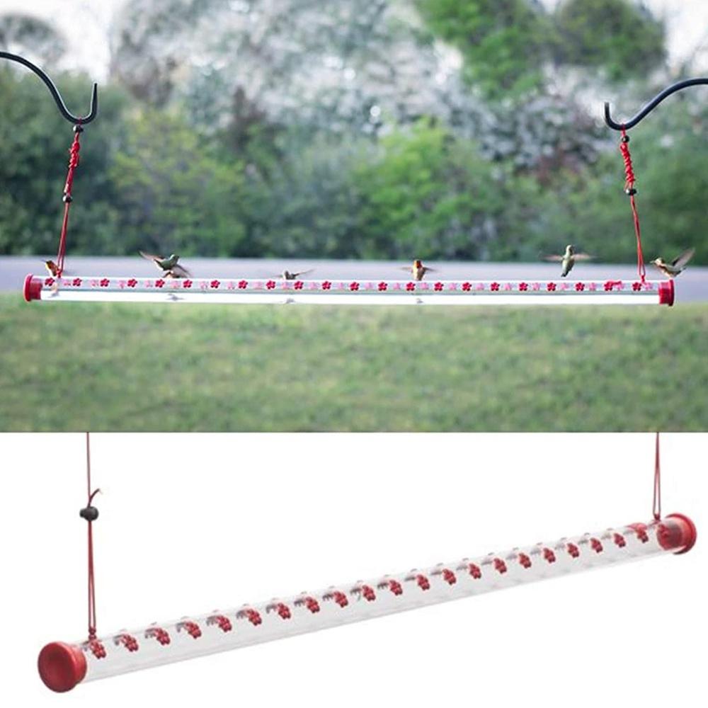 Best Hummingbird Feeder 40cm Bird Feeder with Bright Red Transparent Poly-Carbonate Tube, Easy To Clean, Spring Summer Decor, Hummingbird Feeders