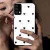 Black Heart Pattern Phone Case for OPPO A95 4G A74 5G A54 Acrylic Back TPU Bumper Shockproof Protective Cover, Minimalist Korean Style