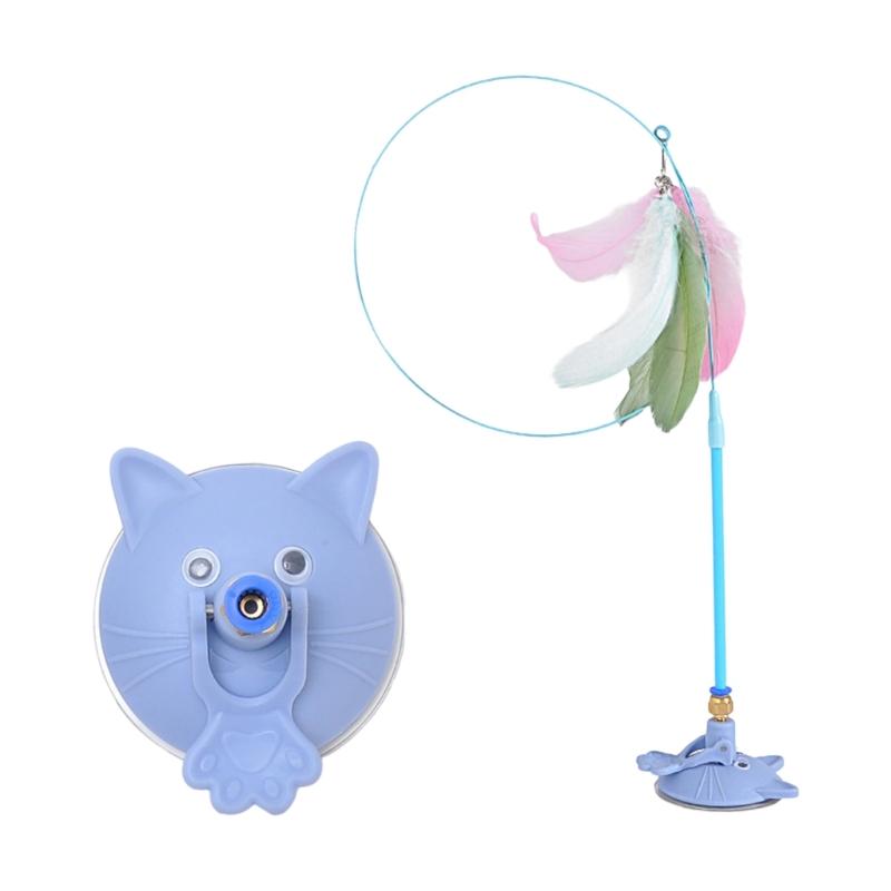 

Pet Toy Feline Exercise Teaser Wand Elastic Steel Wire with Secure Suction Base For Jumping And Pouncing Game синий