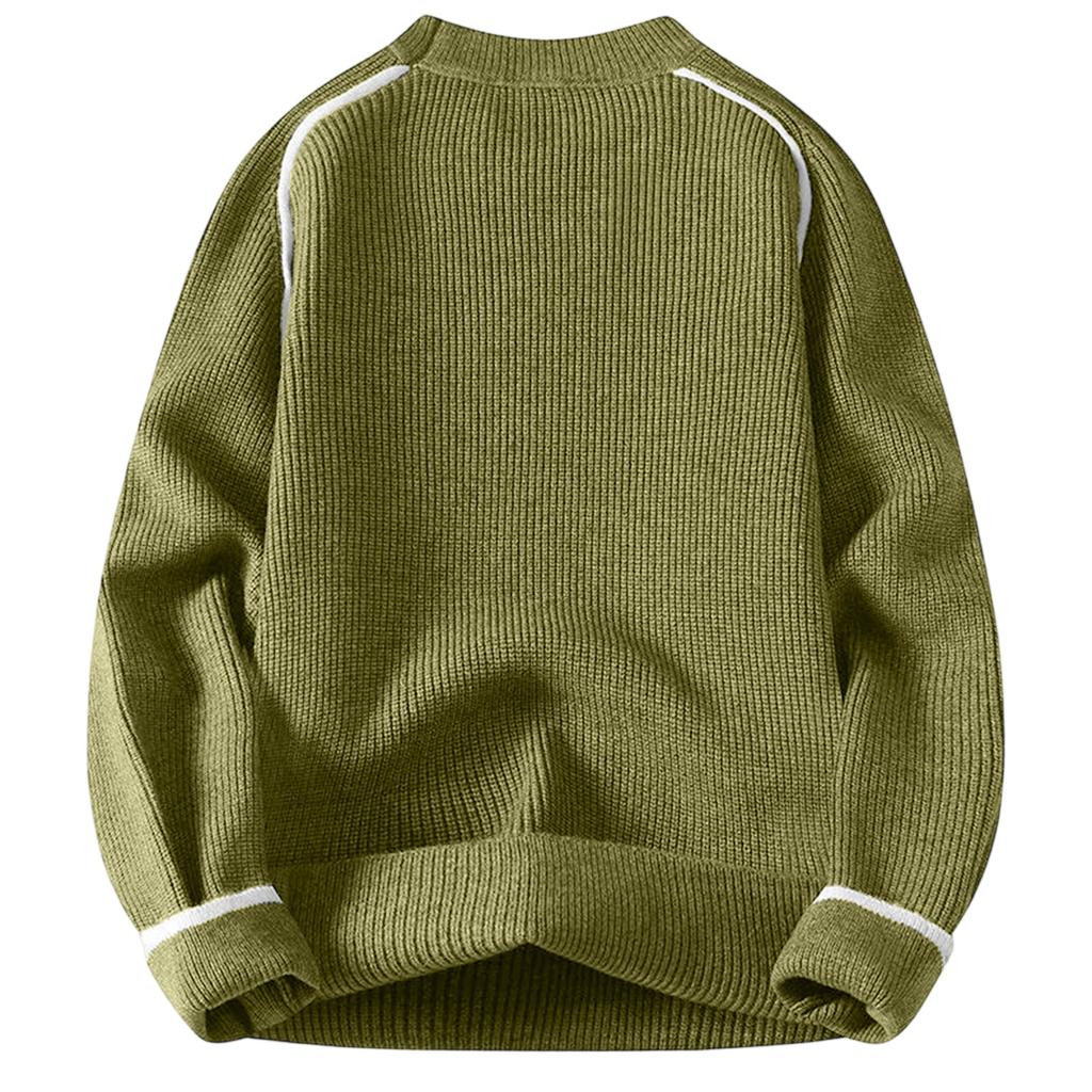 Men's Fashion Knitting Pullover Long Sleeves Loose Flip Collar Sweater
