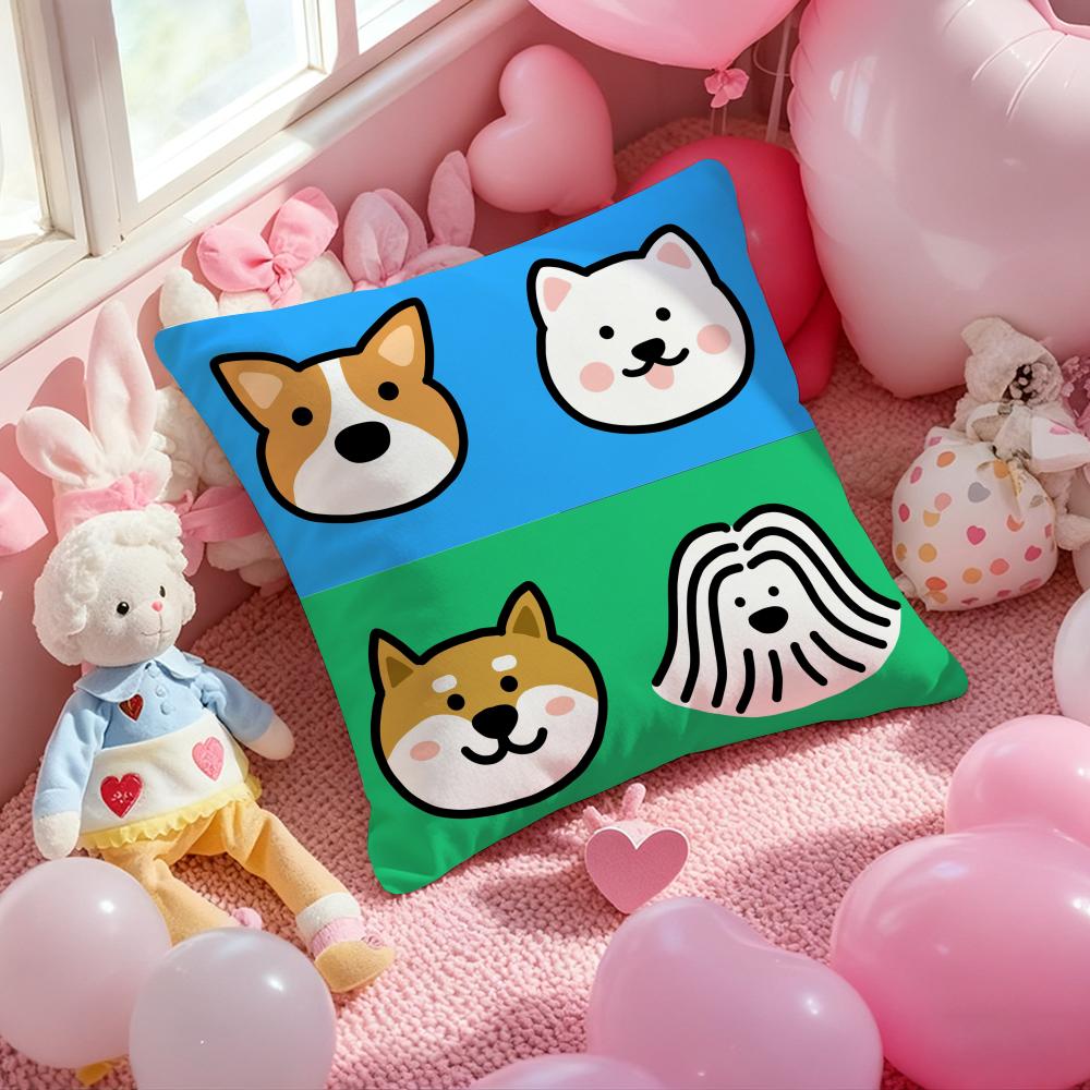 Enkla linjer hund Tecknad Kuddfodral Mönstertryckt Örngott för Vardagsrum Soffa Kuddfodral & Sovrumsdekor