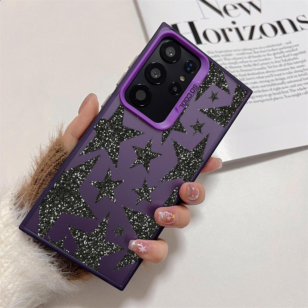 Shiny Star Pattern Phone Case Is Suitable for Samsung S25 24 23 22 21 20 Plus/Ultra/FE Anti-fall and Shockproof Rear Cover