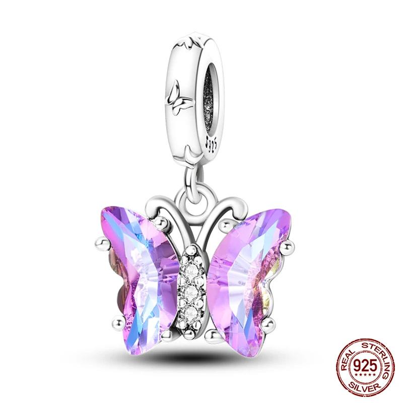 Copper Purple Series Pony Bear Butterfly Shape Charm Beads For 3Mm Original Bracelet Diy Women Jewelry Gift