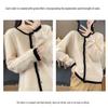 Women's 23-Color Block Round Neck Pure Wool Cardigan - Long Sleeve Knit Sweater