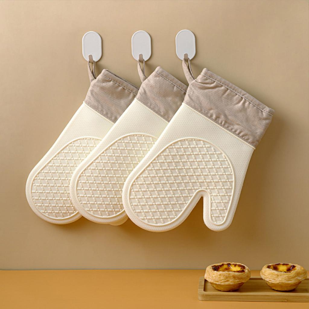 Thickened Silicone Heat Resistant Oven Mitts for Kitchen Use Microwave Oven Gloves High Temperature Protection Non Slip Grip Safety Gloves
