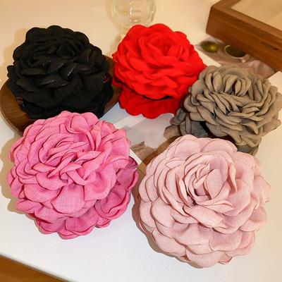Grande decorazione floreale di camelia Artiglio per capelli Testa posteriore Fermaglio per capelli da bagno Antiscivolo Barrette per capelli di squalo Accessori per capelli copricapo