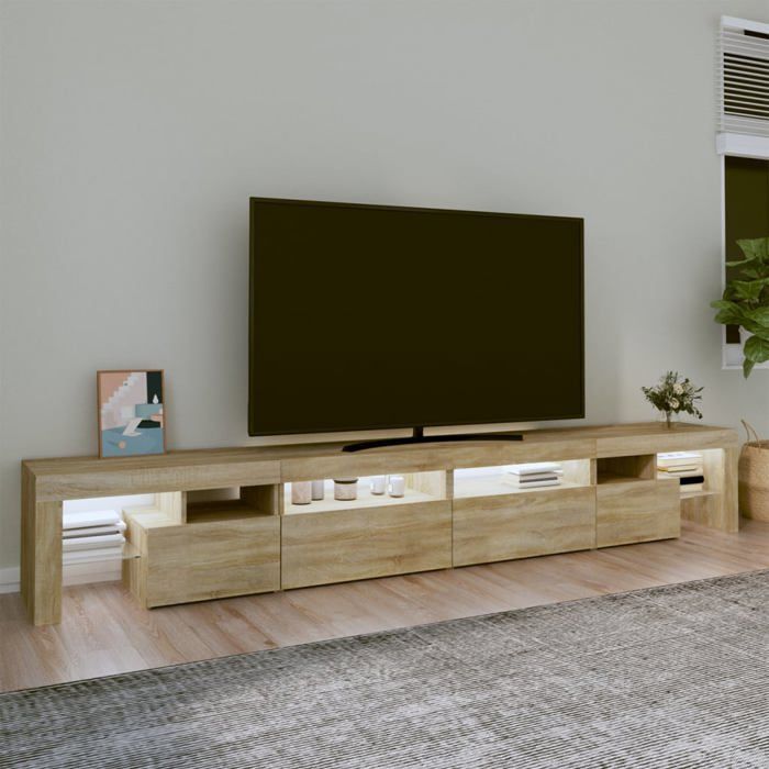 VidaXL Meuble TV avec Lumières LED Centre de Divertissement Rangement Meuble Média Meuble de Salon Salle de Séjour Maison 3152820