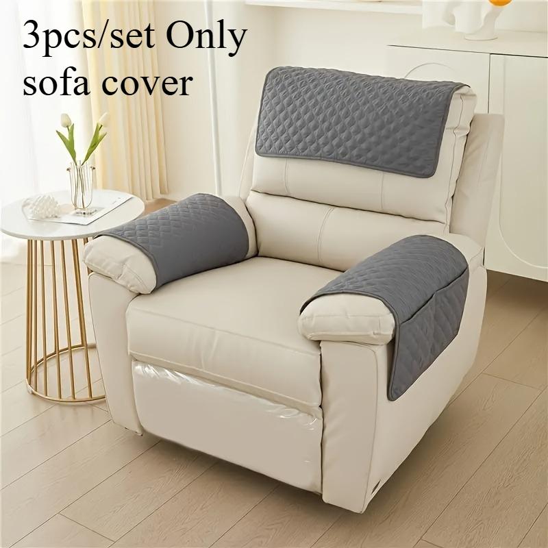 

3pcs/set Polyester Sofa Headrest Pillow Armrest Pad with Storage Pocket for Recliner Couch Comfortable Home Decor 37x58cm серый