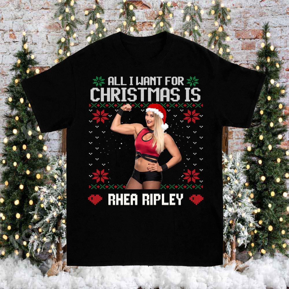 

Rhea Ripley Christmas T-Shirt Cotton Men s Tee S-5XL Unisex T-Shirt XXXXL