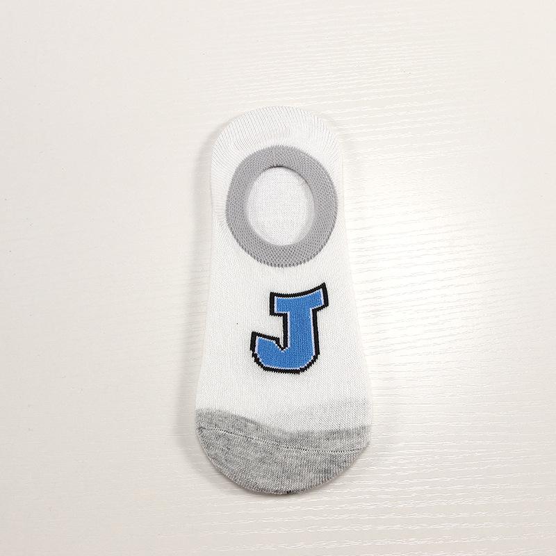 5 Pair/set Women Socks Invisible Silicone Non Slip Boat Socks Funny Cute Cartoon Letter Print Sock