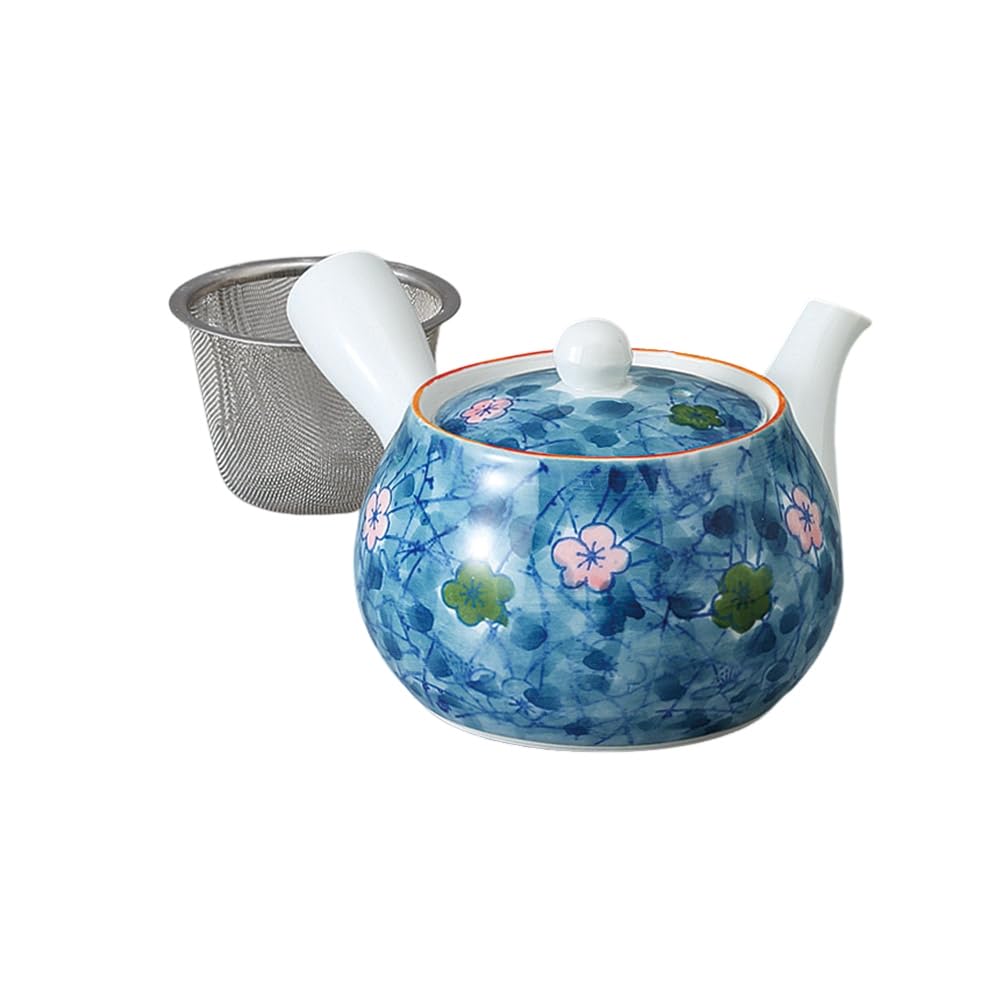 

Ale-net Small Ume No. 3 Teapot (with tea strainer), 18 x 15 x 9.5 cm, 400cc, Porcelain, Made in Japan, Stylish