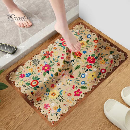 Rohož Koupelnová Podložka Rychloabsorpční Květinový potisk Rychleschnoucí Rozsivek Bahno Protiskluzový Spodní vstupní Koberec Víceúčelový Koberec do vany Sprchový dřez Kuchyňský koberec