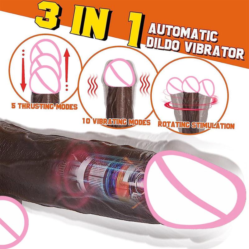 Telescopic Heated Vibrator Vaginal Anal Masturbation Female Male Sex Machine Realistic Rotating Penis Vagina Stimulator Sex Toys