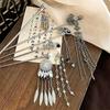Chinese Style Butterfly Fan Tassel Hair Stick For Women Vintage Metal Hanfu Chopstick Hair Sticks Hair Accessories