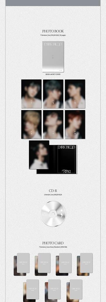 ENHYPEN DARK BLOOD 4th Mini Album ENGENE Random Version Concept Sealed CD+32p PhotoBook+1p PhotoCard+1p PhotoCard+1ea Sticker+1p PostCard+Tracking
