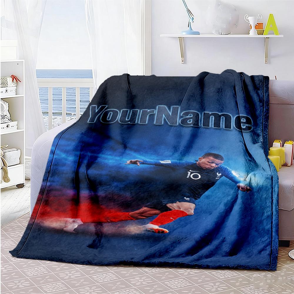 Mbappe 126 Customize Your Name Blanket Cozy Customizable Blanket Warmthful Decor Suitable for Office Nap Picnics Sofa for All Occasions