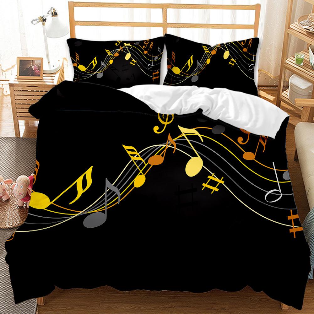 Comforter Music Music With G-Clef Key Instrument Rhythmic Design Queen King Twin Full Size 2/3Pcs Bedding Set