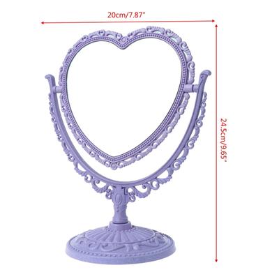 Specchio da trucco a forma di cuore 2Sides, supporto girevole, specchio compatto da tavolo, cassettiera, goccia