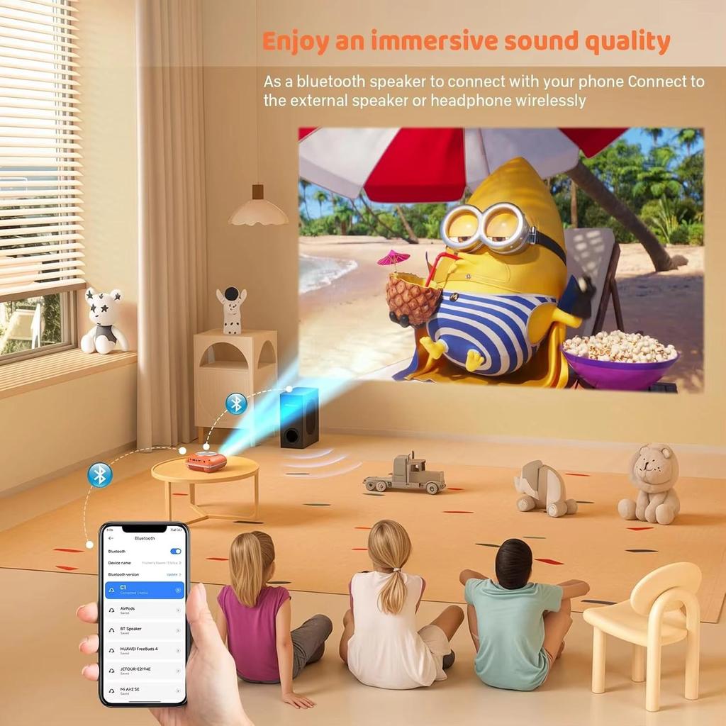 Compact Portable HD Home Theater Projector with Mobile Phone Compatibility