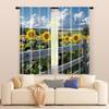 Filtering Curtains Excluding Rods Non Movable Without Batteries Sunflower Cow Use Bedrooms Living Rooms Set Of 2 Made Polyester Area Decor