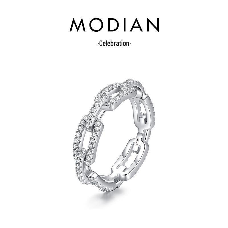 

Modian Кольцо из стерлингового серебра 925 пробы с геометрическим бриллиантом - Простая мода, Полый дизайн, Трендовые украшения Size 9