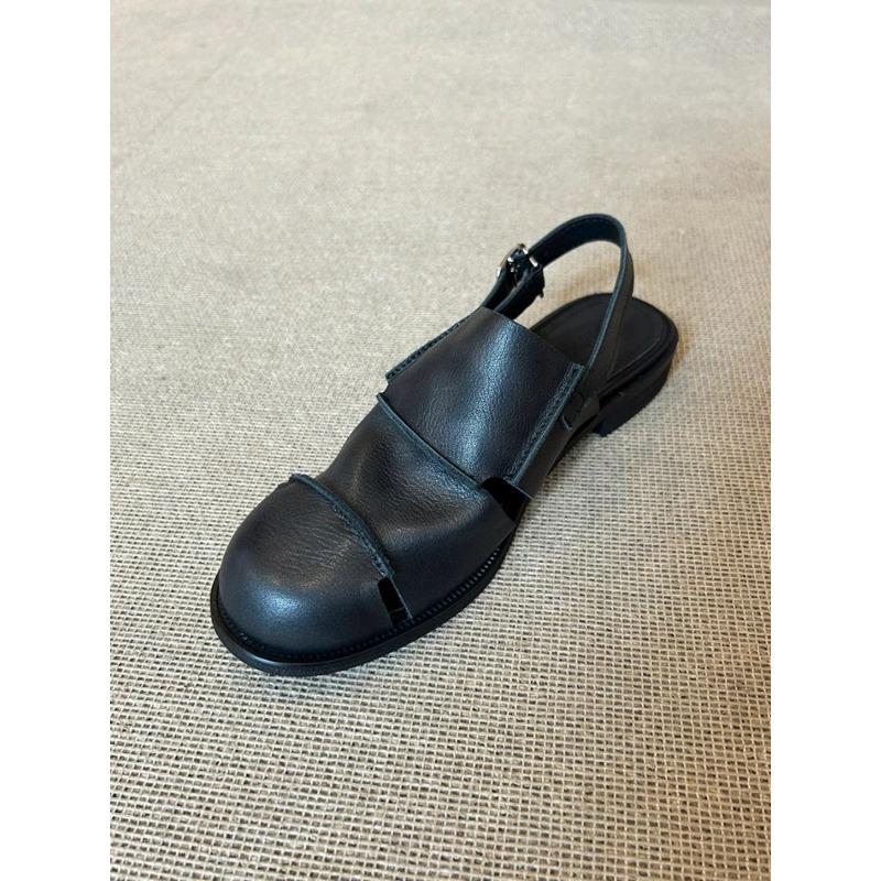 Versiune piele de vacă~ geantă versatilă retro cu toc jos pantofi half slippers noi pentru femei pantofi Muller sandale romane