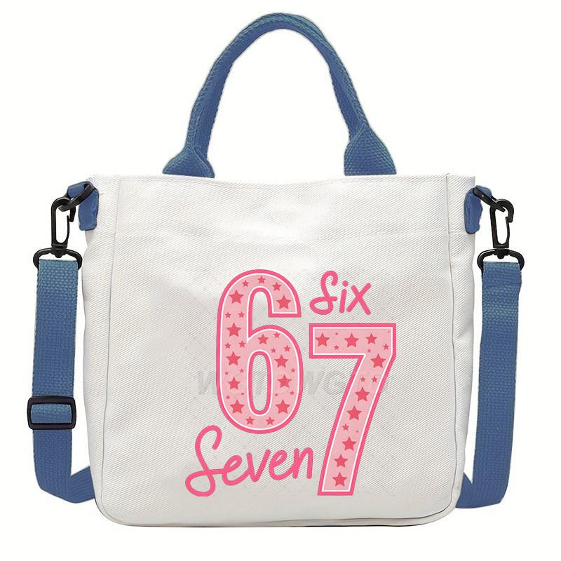 Steal a Brainrot 67 Unicorn Printed Student Crossbody Bag Casual Canvas Shoulder Bags