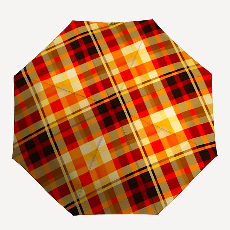 

1pc Tartan Fabric Automatic Open/Close Umbrella, Compact Travel Umbrella, 8-Rib Sturdy Frame - Ideal Gift for Friends yy251118098