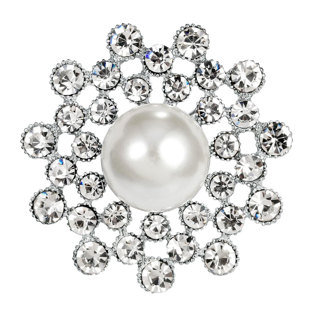 Snowflakes Pattern Corsage Brooch Breastpin Hollowed-out Alloy Inlaid Rhinestone Lady Women Valentine Gift