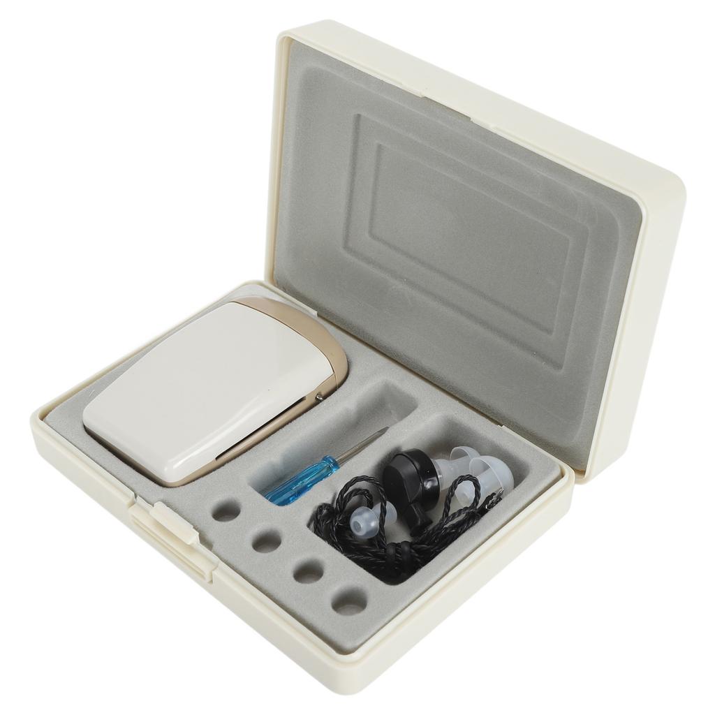 Pocket Hearing Sound Amplifier Moisture Resistant Pocket Voice Enhancer Device with Earbud for Elderly Seniors Grey