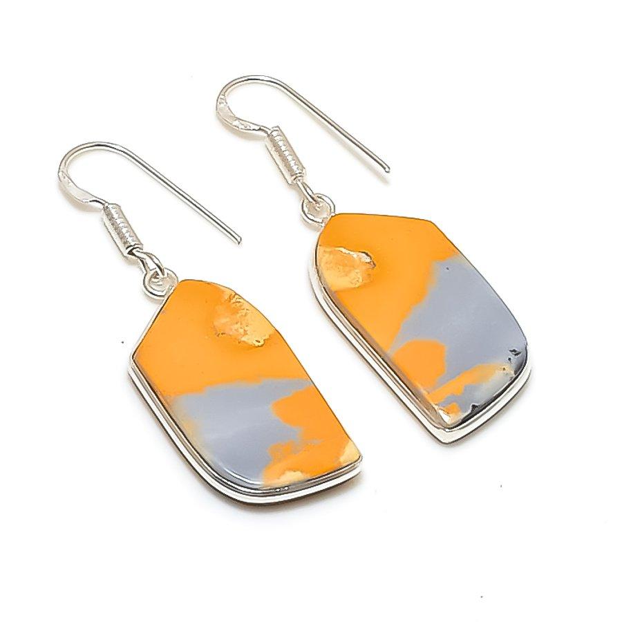 Натуральный Малигановый Яшмовый Камень Серьги из Серебра 925 пробы 1,77  AE-12135