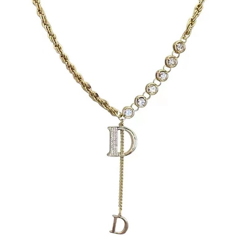 JMXD Letter D Sweater Necklace for Women Small Luxury Y2K Minimalist Trendy Statement Jewelry Gift for Her