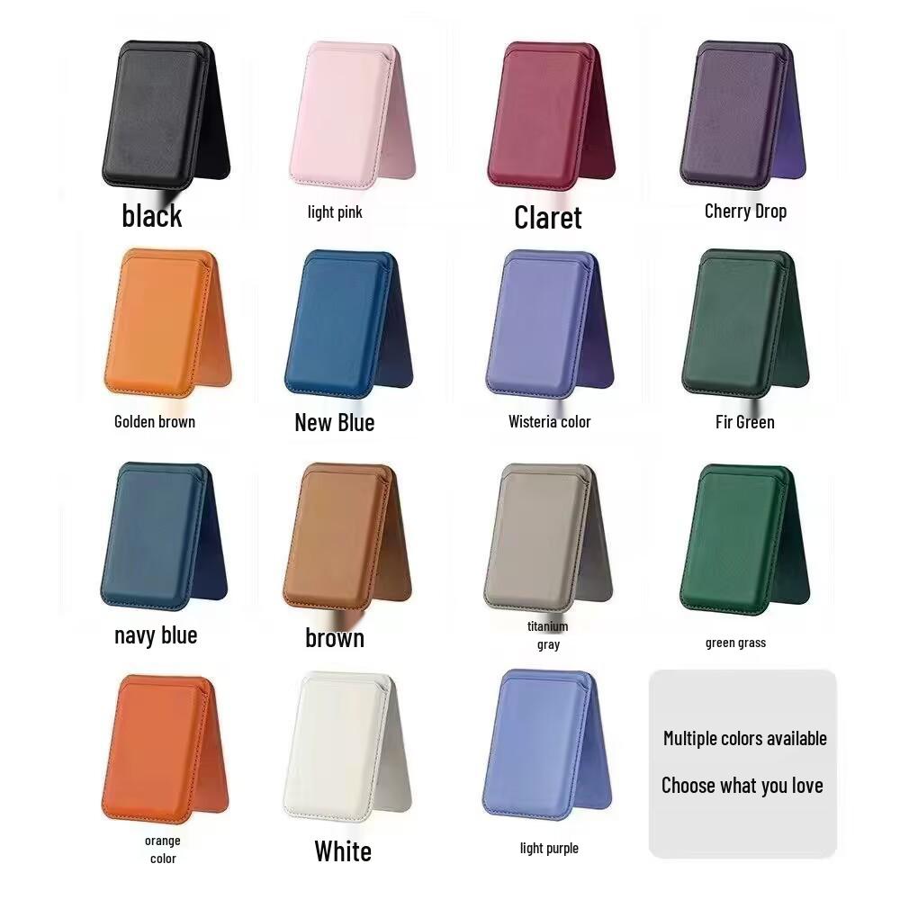 Magnetic Folding Stand & Card Holder for iPhone 17, 16, 15 with MagSafe-Compatible Leather Design