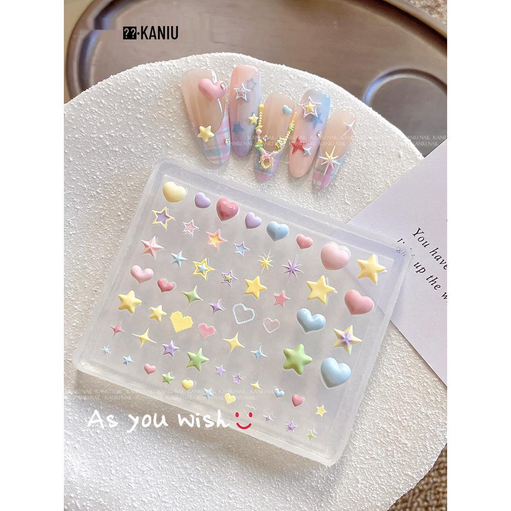 2026 Dopamine Stars Silicone Mold: Cute Star, Rays & Heart Ornaments for 3D Nail Art, Easy Release