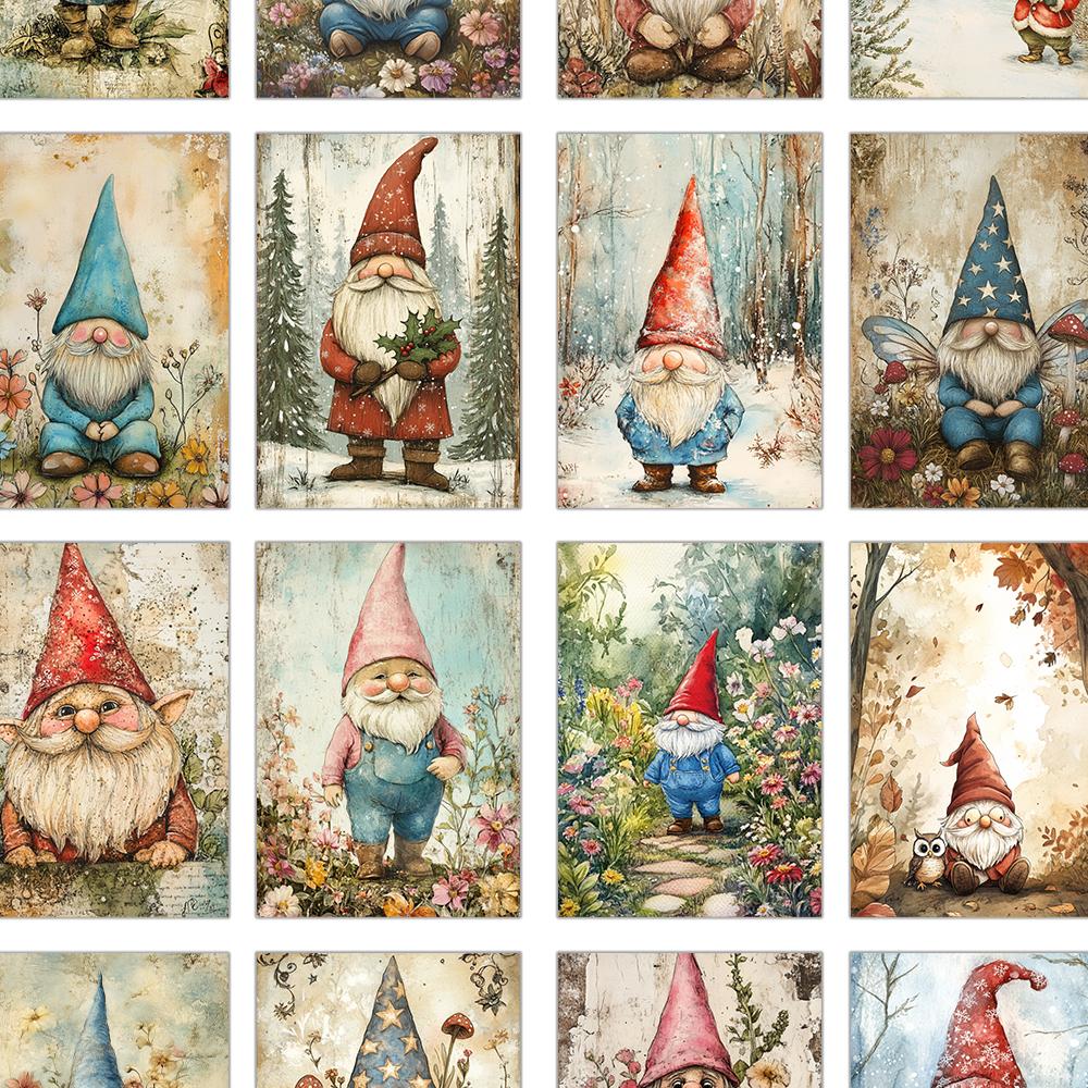 32pcs, Christmas gnome postcard, cute and retro, birthday/anniversary gift, collectible, suitable for gift-giving, can be mailed