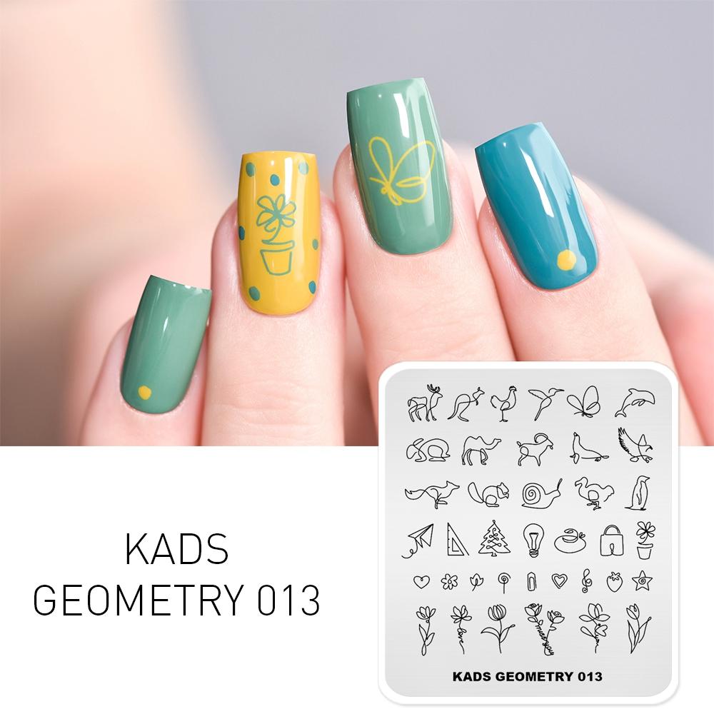 kads Geometry 3D Image Nail Stamping Plates Geometric Shape Nail Art Design Stamp Stencil Nails Tools Stamping Plate