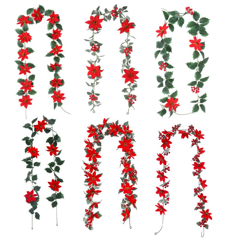 Christmas Holiday Art Garland Wall-Mounted Artificial Garland Festival Theme Multi-purpose for Front Door Tree Decoration