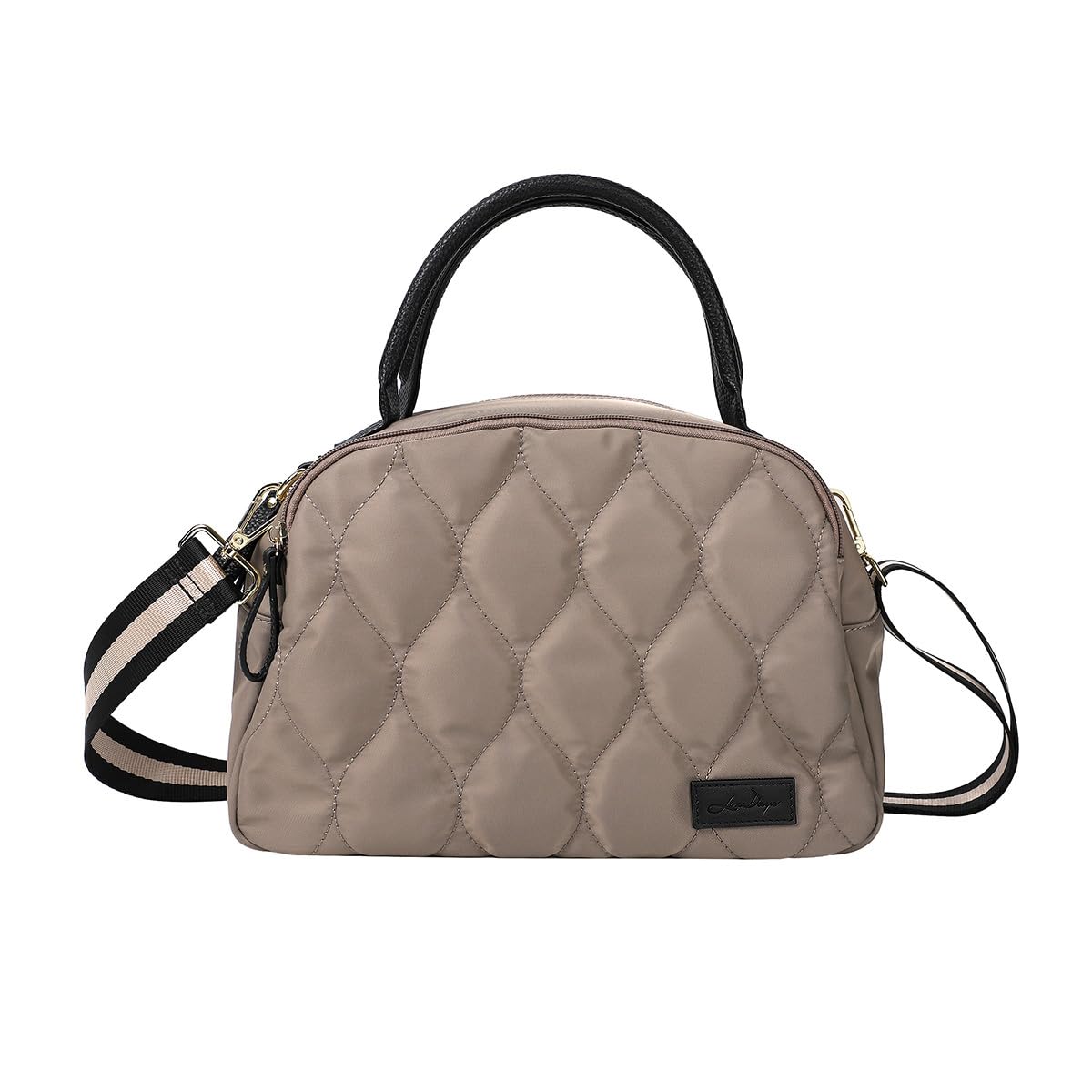 

Женская сумка-тоут Lizdays, легкая, стеганый нейлон, 2-в-1, водоотталкивающая, отдельно стоящая, на плечо (Серый БежевыйЧерный)